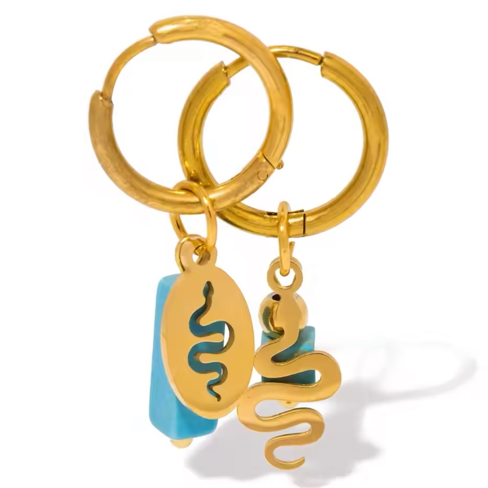 Snake Pattern and Natural Stone Earrings